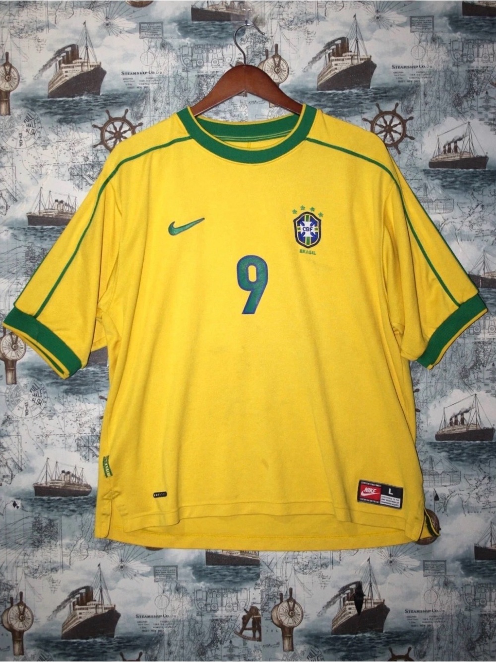 Nike Brazil National Team #9 Yellow Soccer Jersey